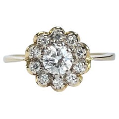 Antique Edwardian Diamond and 18 Carat Gold Cluster Ring