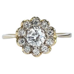 Edwardianischer Diamant- und 18 Karat Gold-Cluster-Ring