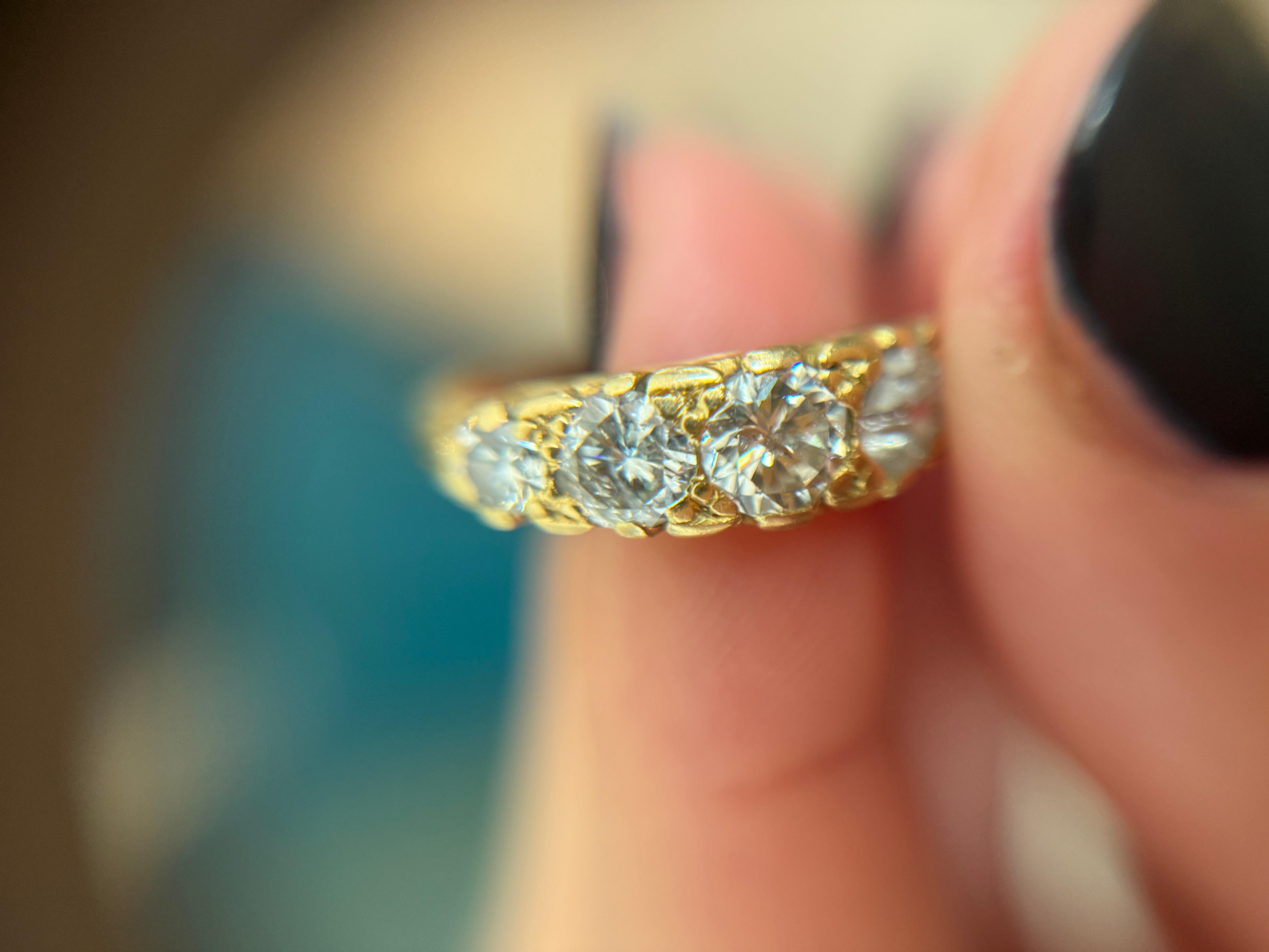 Edwardian Diamond and 18 Carat Gold Five-Stone Band Ring 1