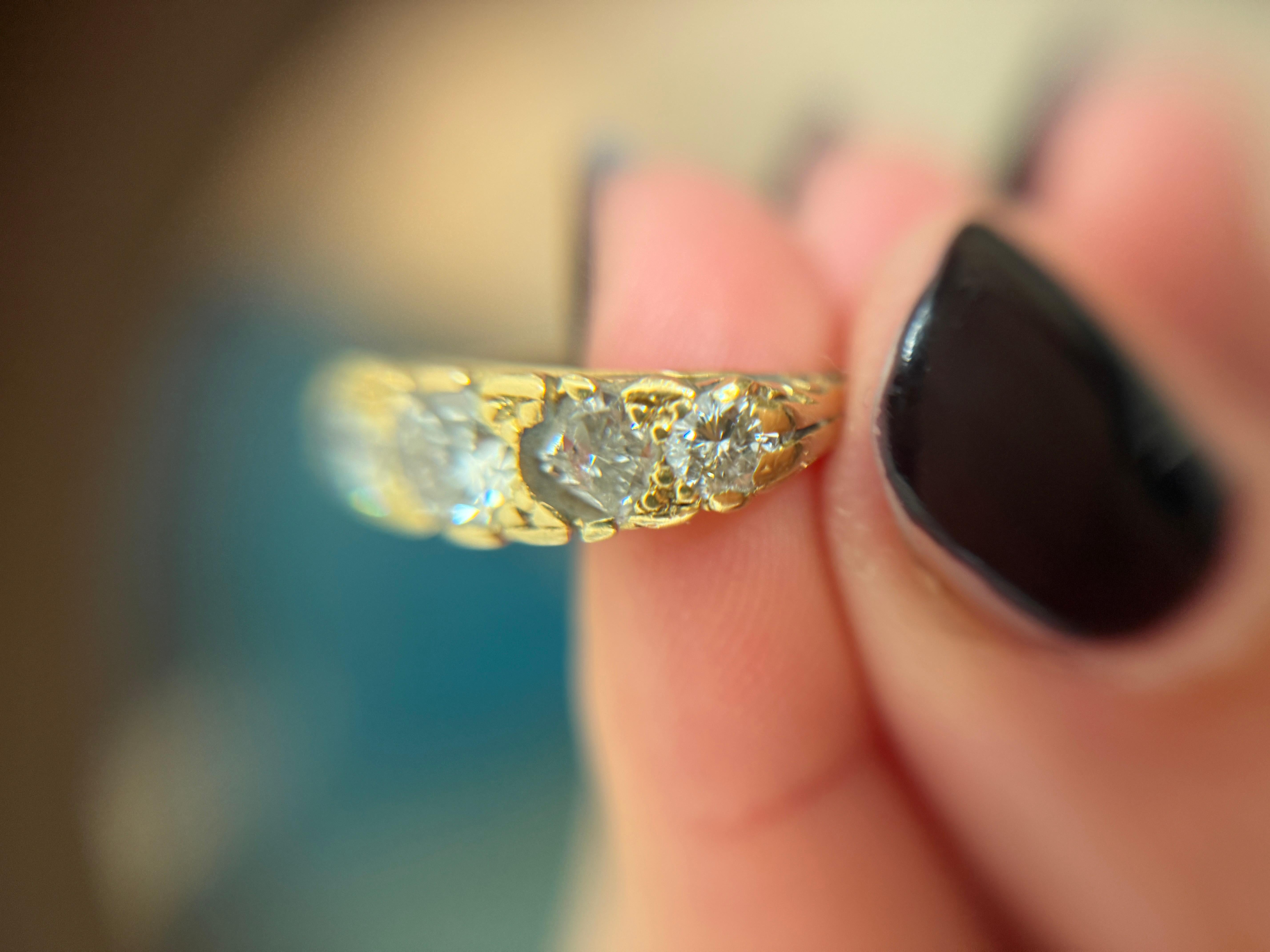 Edwardian Diamond and 18 Carat Gold Five-Stone Band Ring 2