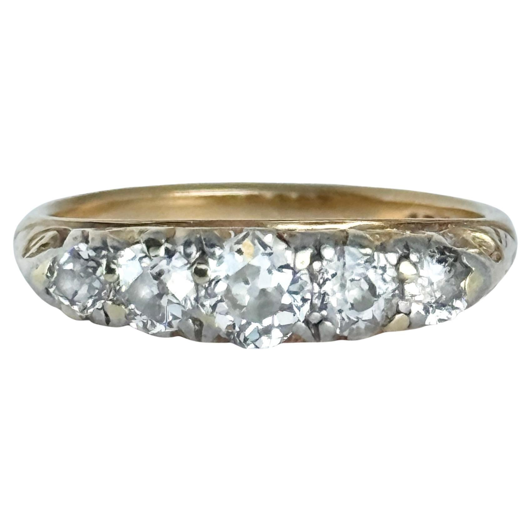 Edwardian Diamond and 18 Carat Gold Five-Stone Band Ring For Sale