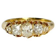 Edwardian Diamond and 18 Carat Gold Five-Stone Band Ring