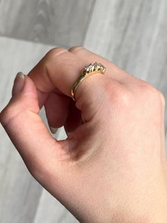 Edwardianischer Diamant- und 18 Karat Goldring mit fünf Steinen