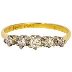 Edwardian Diamond and 18 Carat Gold Five-Stone Ring