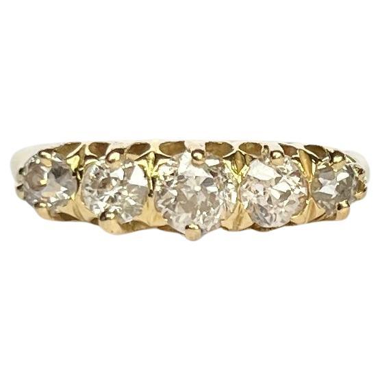 Edwardian Diamond and 18 Carat Gold Five Stone Ring For Sale