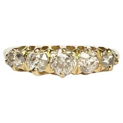 Edwardian Diamond and 18 Carat Gold Five Stone Ring
