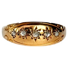 Antique Edwardian Diamond and 18 Carat Gold Five-Stone Star Setting Ring