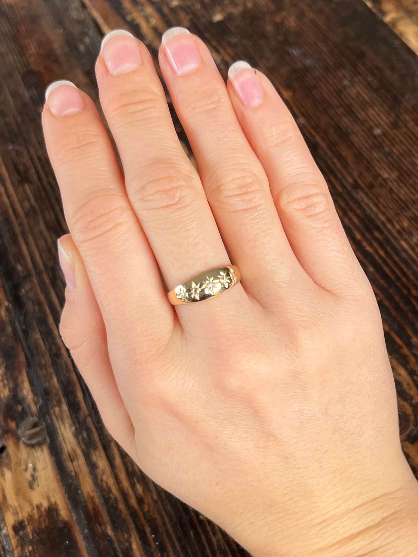 Rose Cut Edwardian Diamond and 18 Carat Gold Gypsy Five-Stone Ring