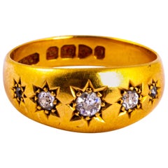 Antique Edwardian Diamond and 18 Carat Gold Gypsy Five-Stone Ring