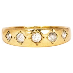 Antique Edwardian Diamond and 18 Carat Gold Gypsy Five-Stone Ring