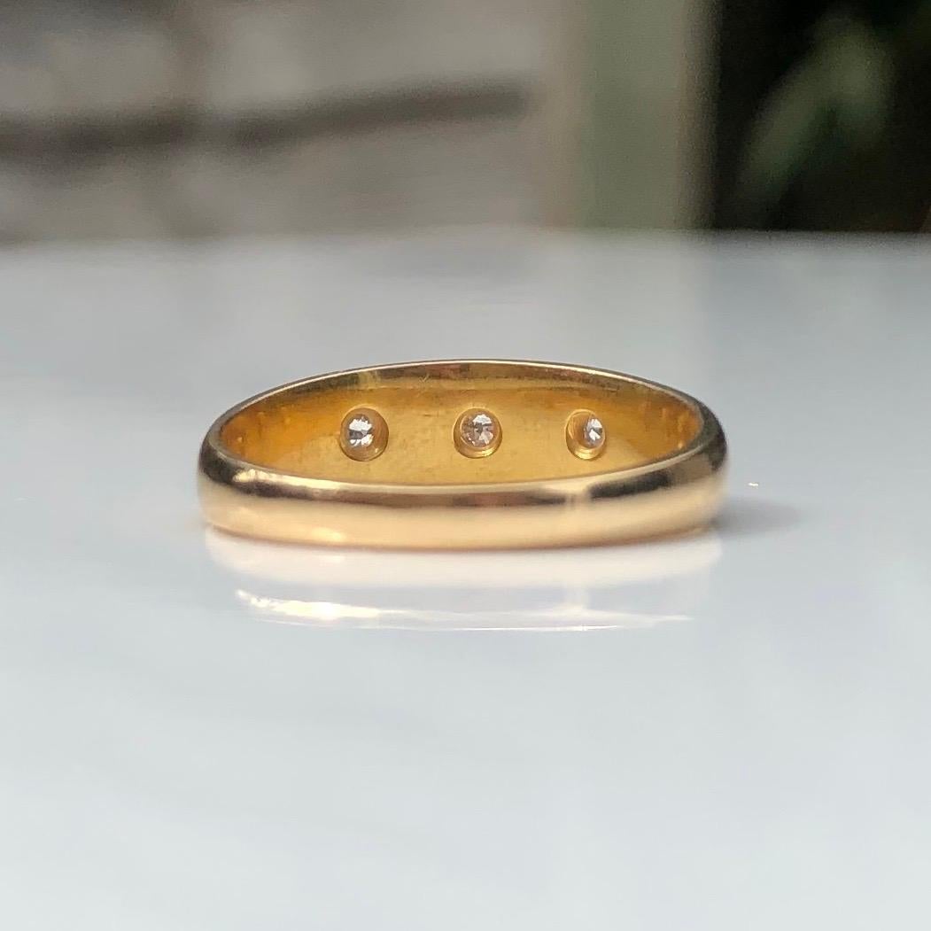 Round Cut Edwardian Diamond and 18 Carat Gold Gypsy Ring