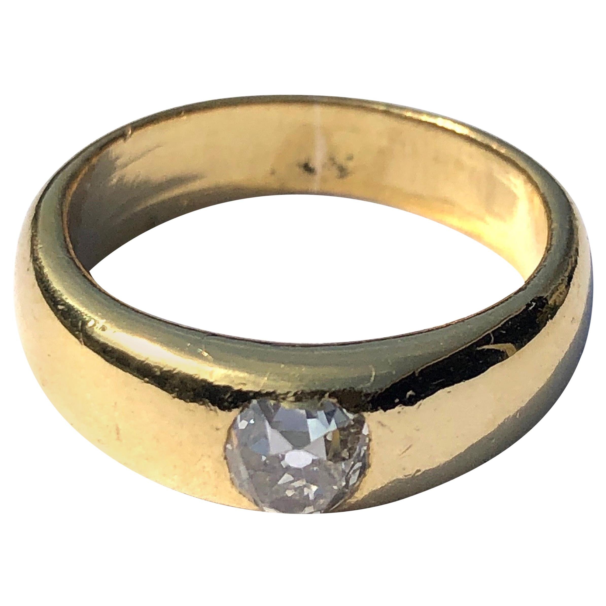 Edwardian Diamond and 18 Carat Gold Gypsy Ring