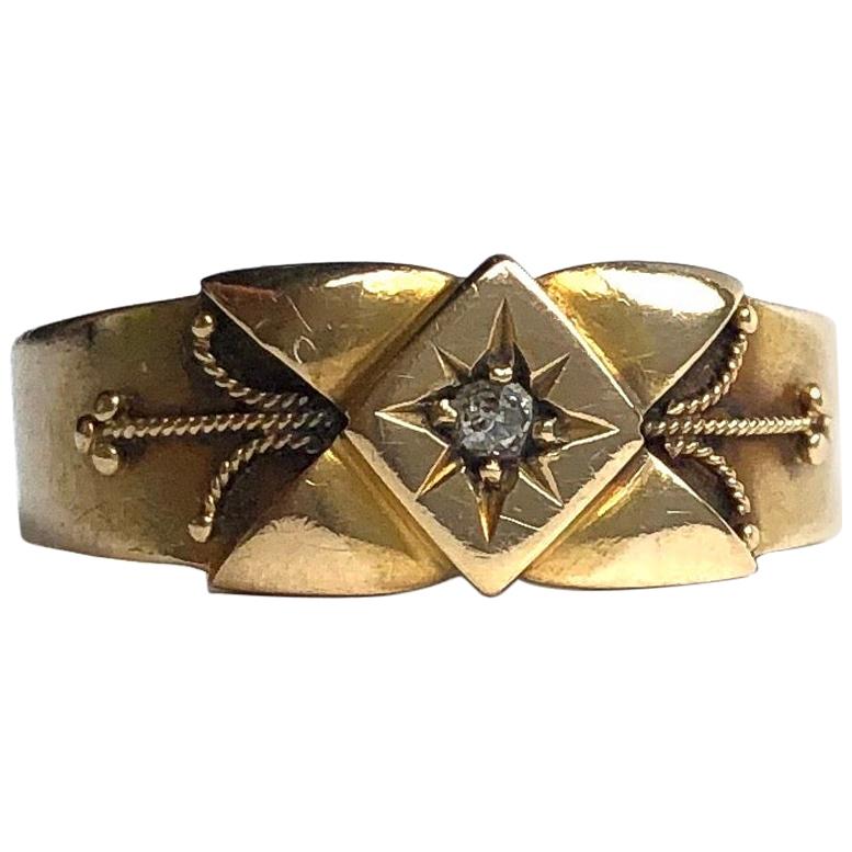 Edwardian Diamond and 18 Carat Gold Ornate Band For Sale
