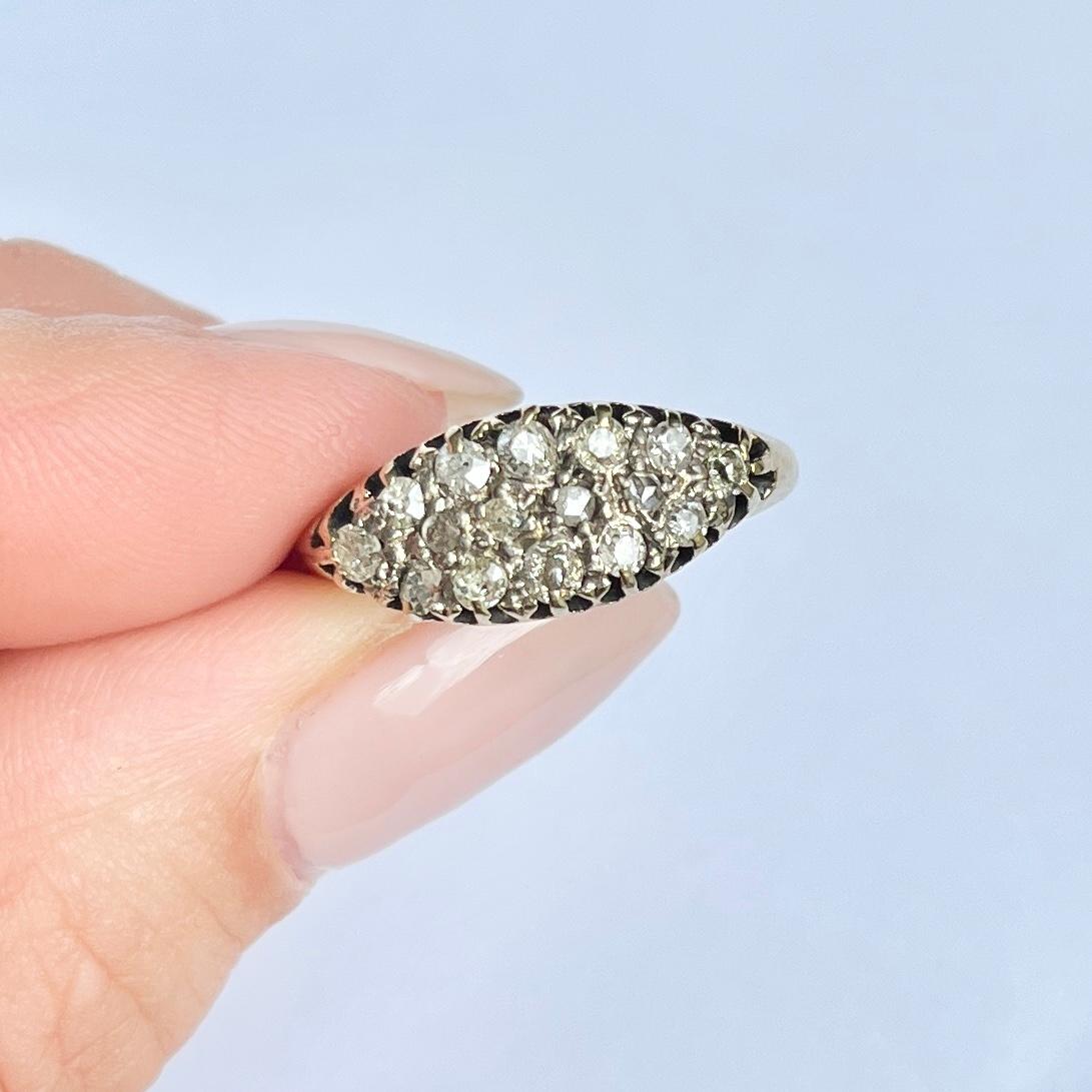 Edwardianischer Diamant- und 18 Karat Gold-Paneelring im Zustand „Gut“ im Angebot in Chipping Campden, GB