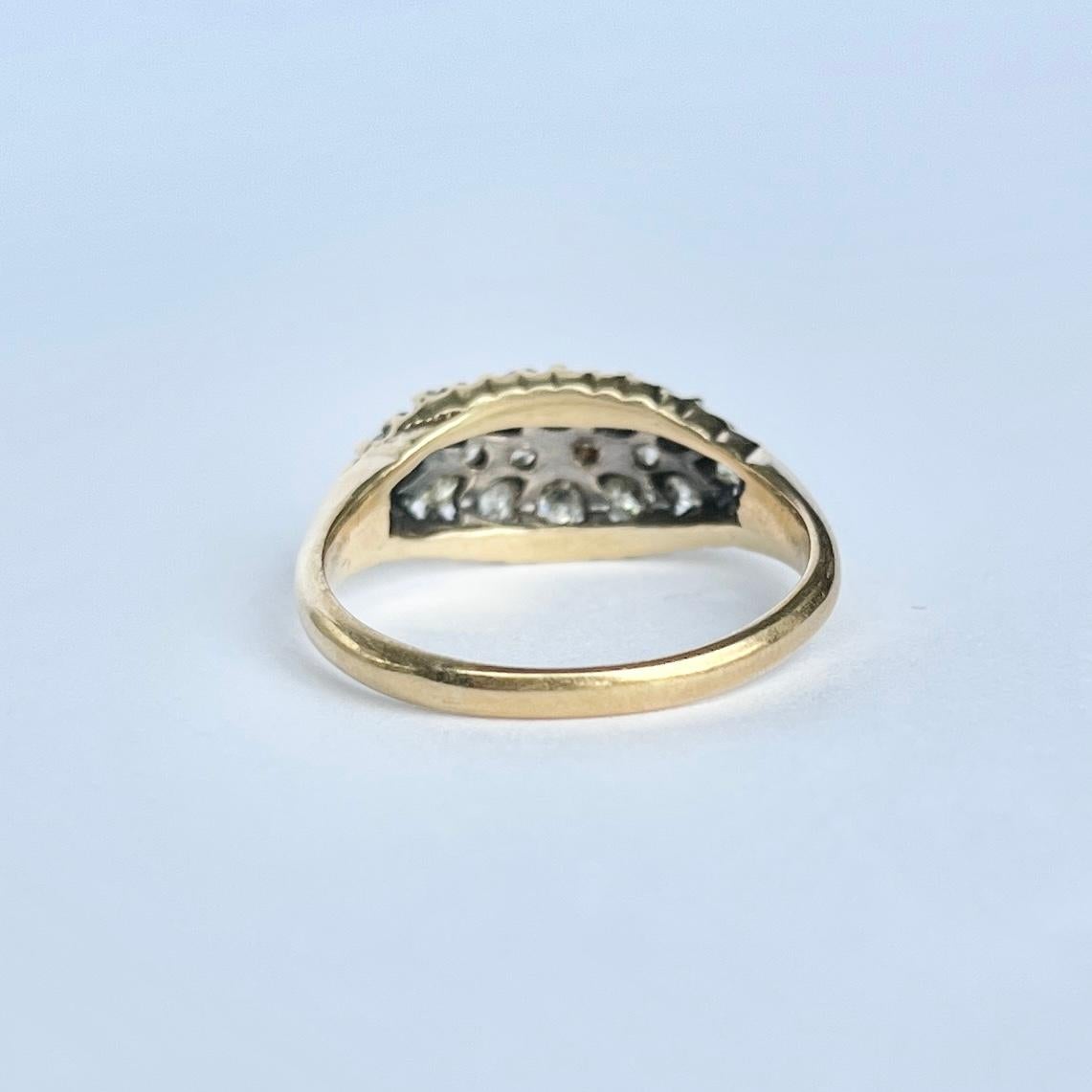 Women's or Men's Edwardian Diamond and 18 Carat Gold Panel Ring For Sale