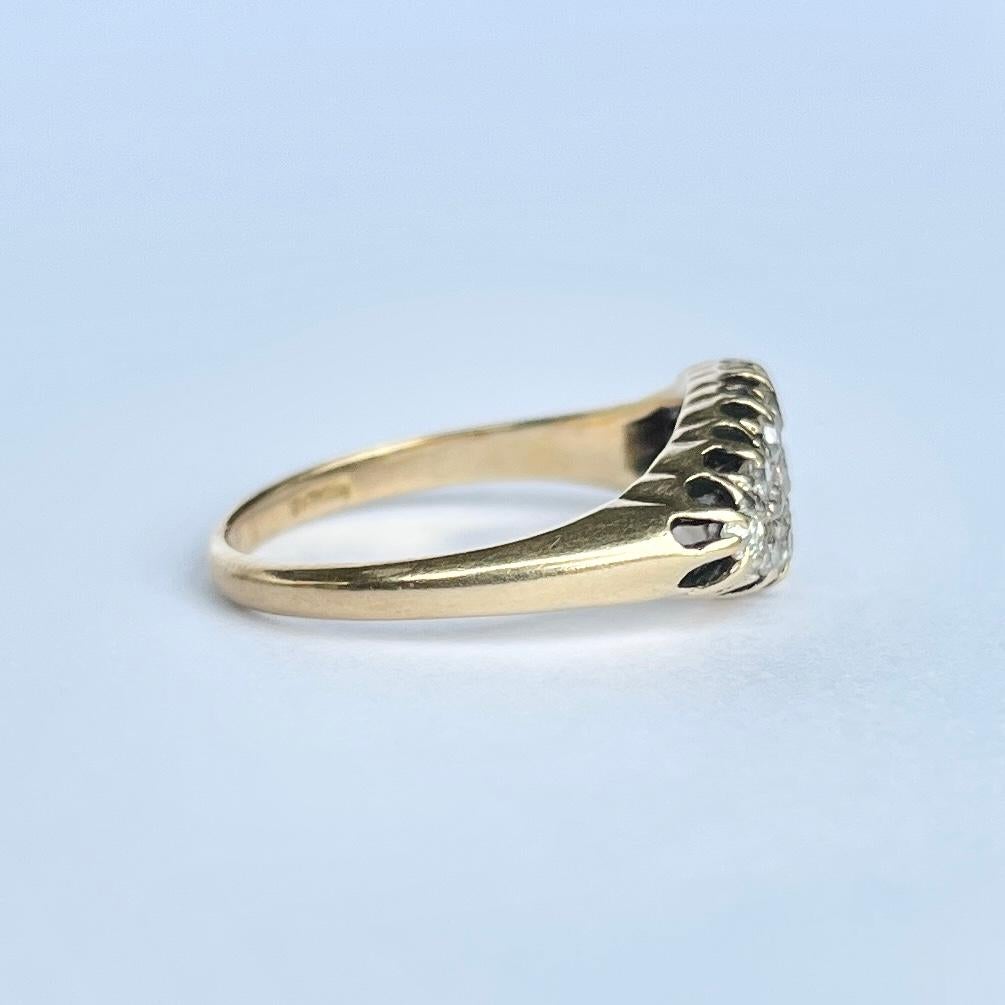 Edwardian Diamond and 18 Carat Gold Panel Ring For Sale 1