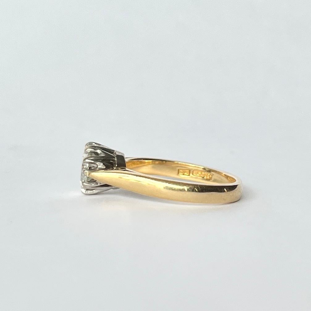 Women's Edwardian Diamond and 18 Carat Gold Solitaire Ring For Sale