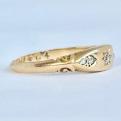 Anello edoardiano con diamante e incastonatura a stella in oro 18 carati