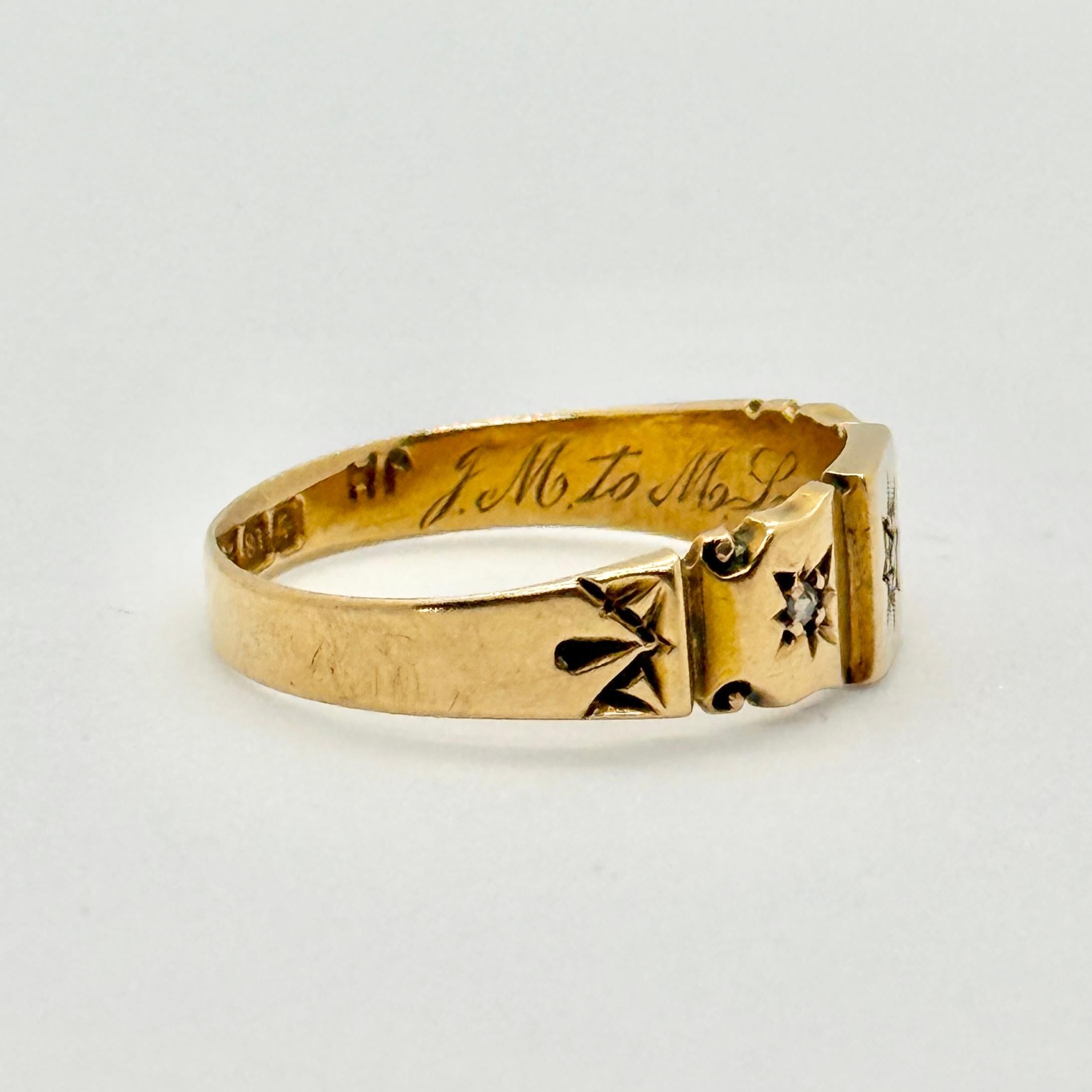 Anello edoardiano con diamante e incastonatura a stella in oro 18 carati In condizioni buone in vendita a Chipping Campden, GB