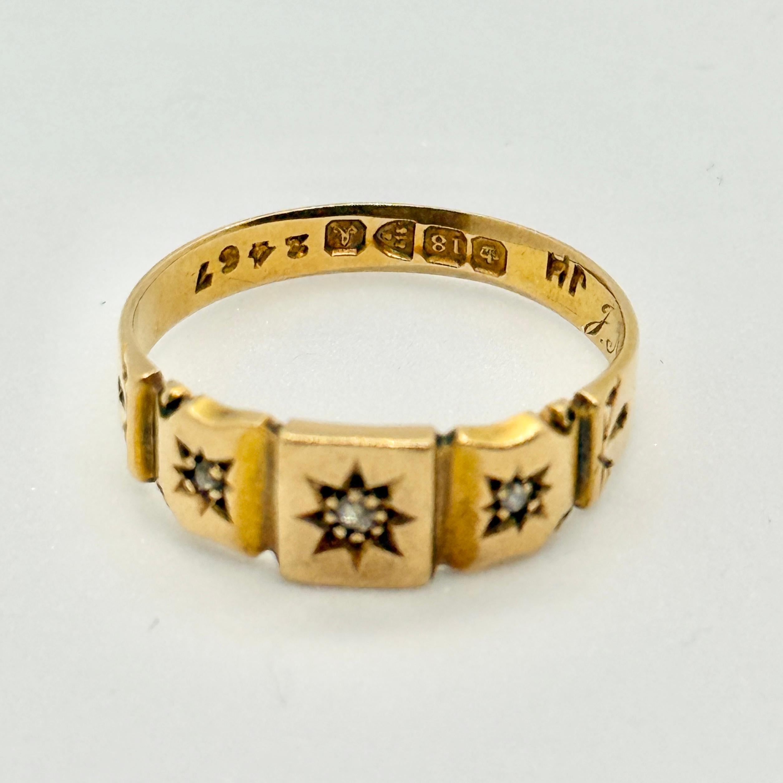 da uomo o donna Anello edoardiano con diamante e incastonatura a stella in oro 18 carati in vendita