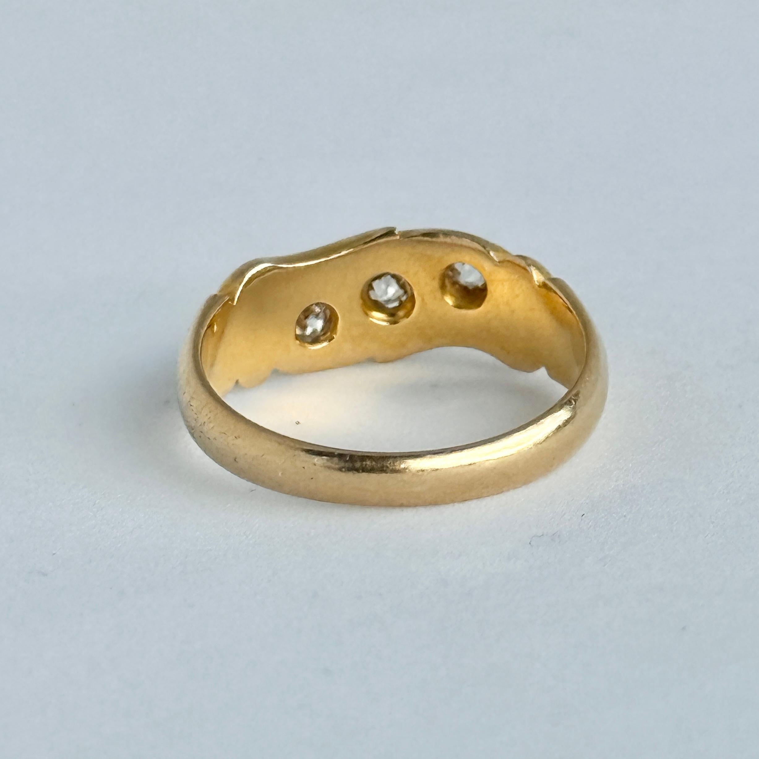 da uomo o donna Anello edoardiano con diamante e incastonatura a stella in oro 18 carati in vendita