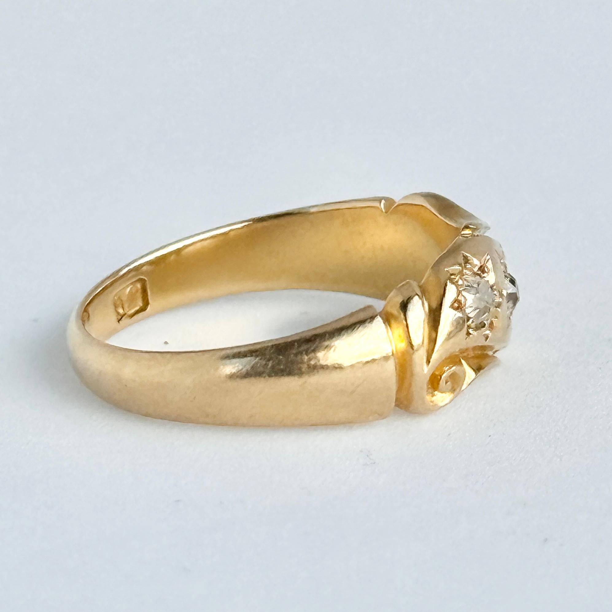 Anello edoardiano con diamante e incastonatura a stella in oro 18 carati in vendita 1