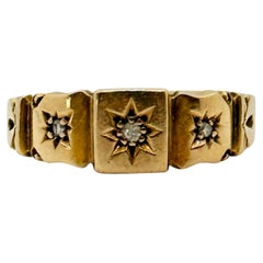 Edwardian Diamond and 18 Carat Gold Star Setting Ring