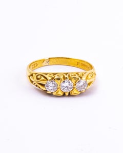 Edwardian Diamond and 18 Carat Gold Three-Stone Ring