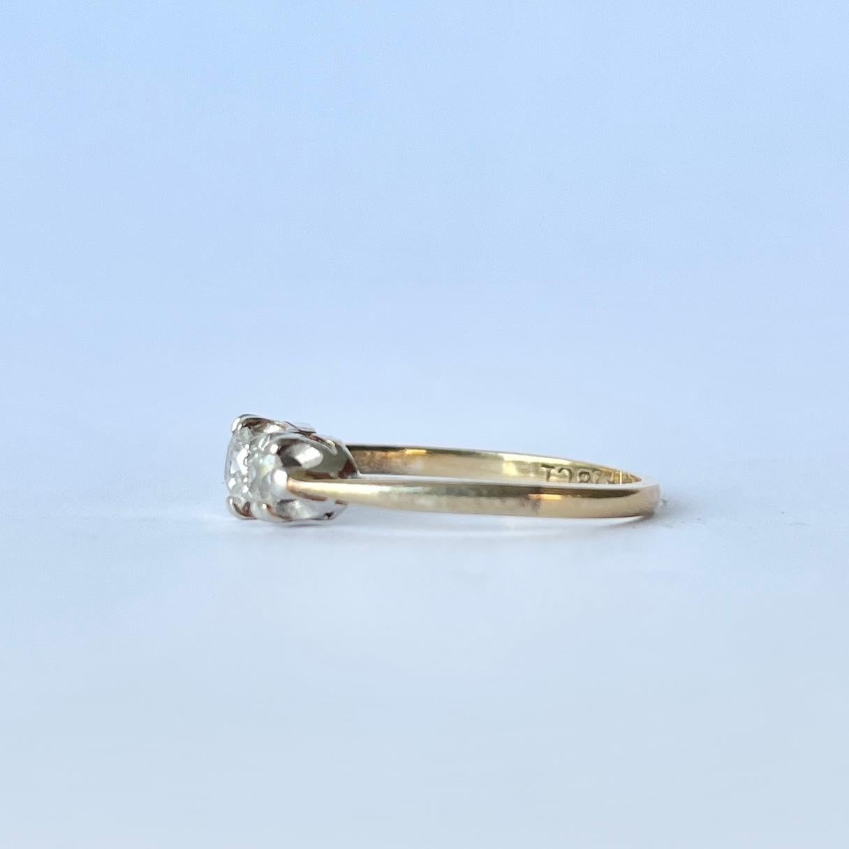 Women's Edwardian Diamond and 18 Carat Gold Three-Stone Ring