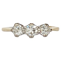 Antique Edwardian Diamond and 18 Carat Gold Three-Stone Ring