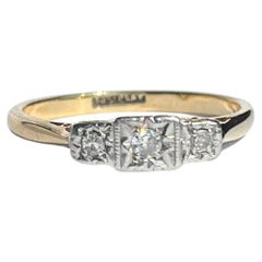 Antique Edwardian Diamond and 18 Carat Gold Three-Stone Ring