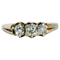 Antique Edwardian Diamond and 18 Carat Gold Three Stone Ring