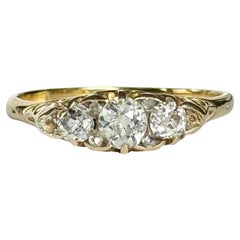Edwardian Diamond and 18 Carat Gold Three Stone Ring