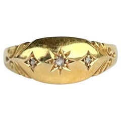 Edwardian Diamond and 18 Carat Gold Three-Stone Star Setting Band