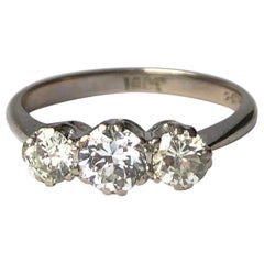 Edwardian Diamond and 18 Carat White Gold Three-Stone Ring Edwardian Diamond and 18 Carat White Gold Three-Stone Ring