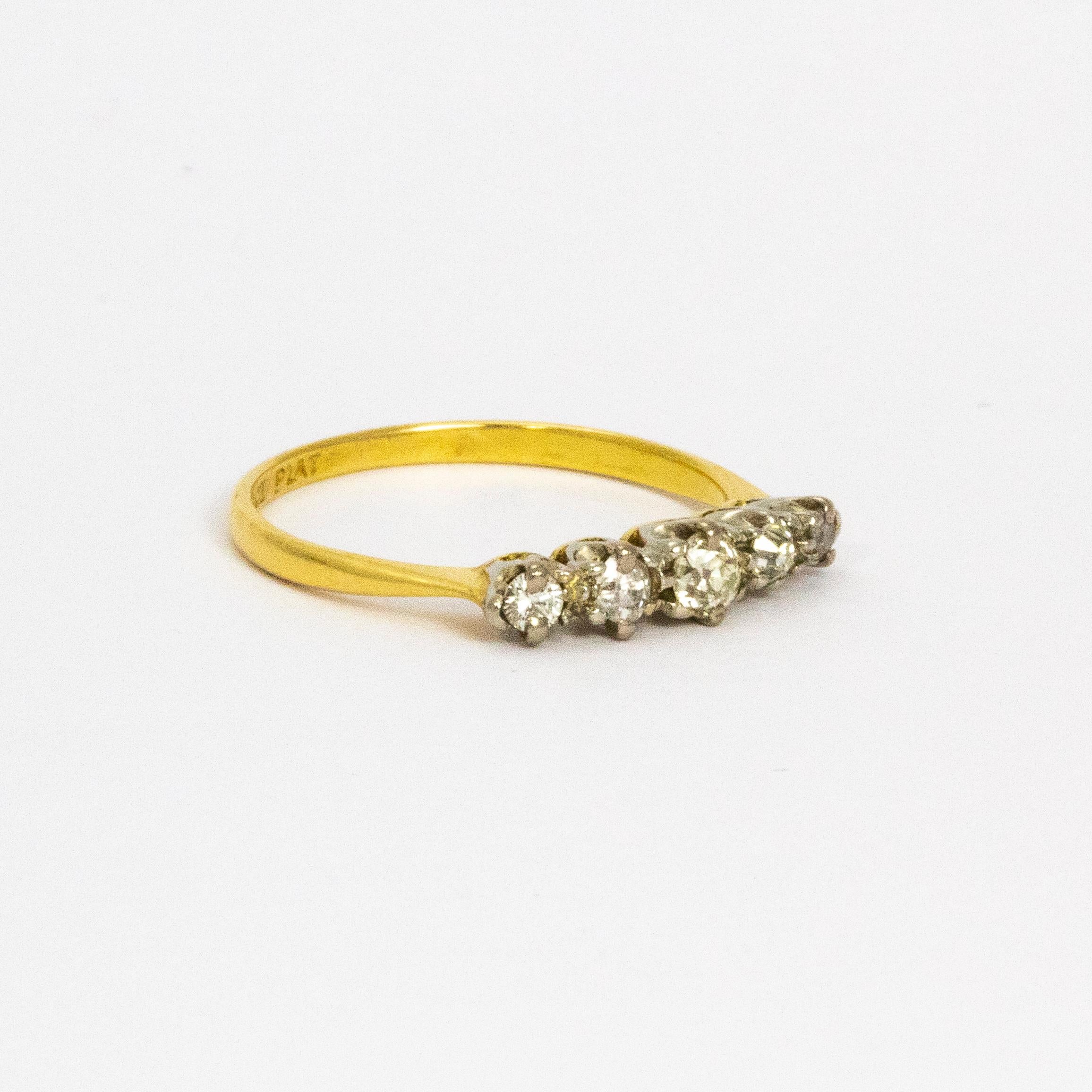 Women's Edwardian Diamond and 18 Carat Gold Five-Stone Ring