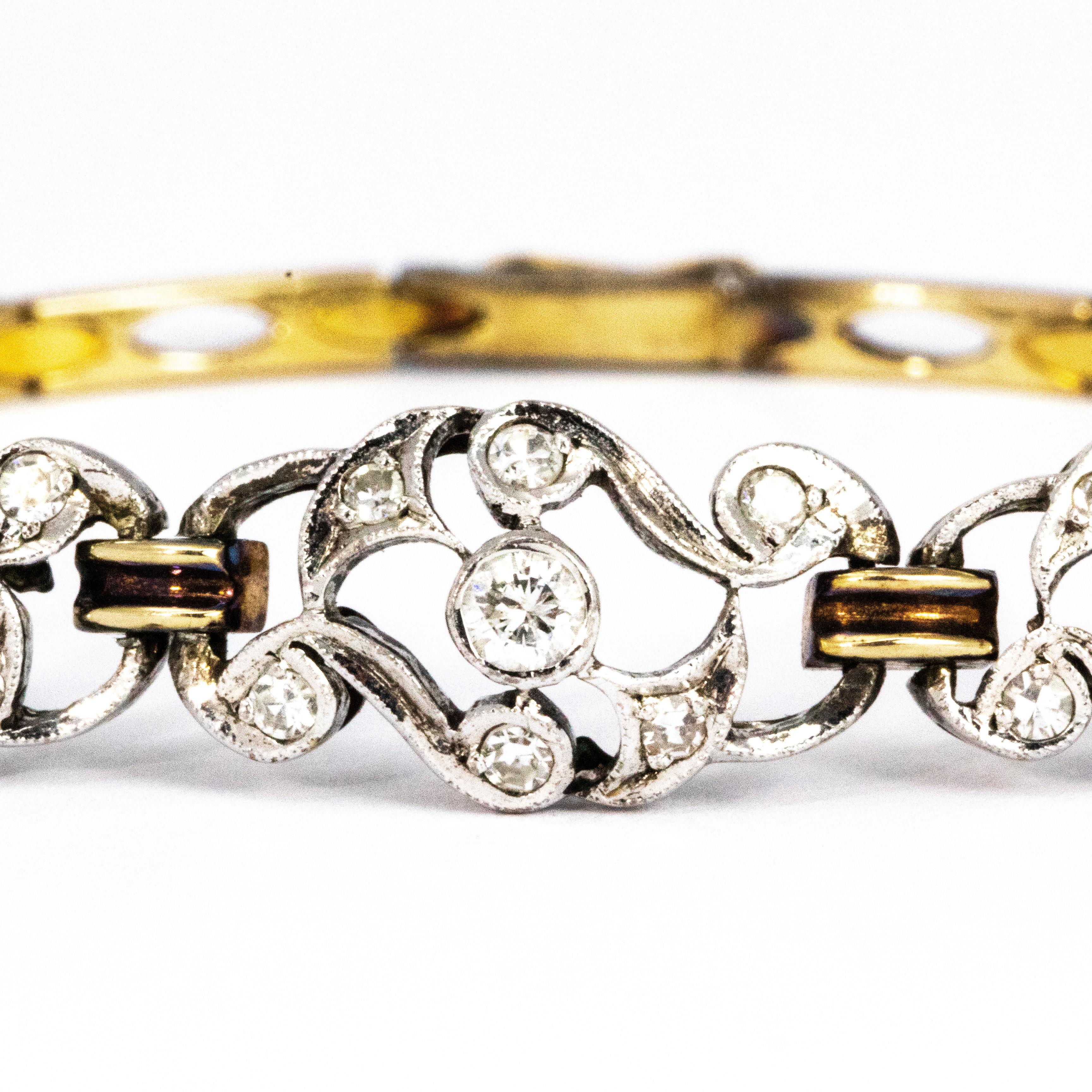 Edwardian Diamond and 18 Carat Gold Bracelet im Zustand „Hervorragend“ in Chipping Campden, GB