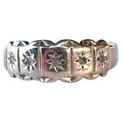 Edwardian Diamond and 9 Carat Gold Five Stone Star Setting Band