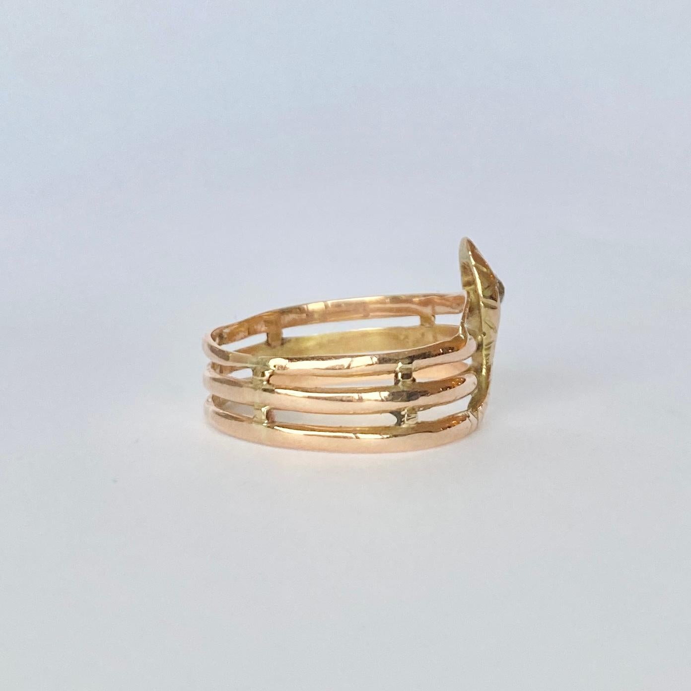 Women's Edwardian Diamond and 9 Carat Gold Snake Ring