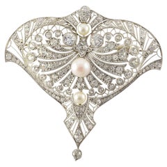 diamond pearl pendant brooch Edwardian Diamond and Cultured Pearl Brooch/Pendant