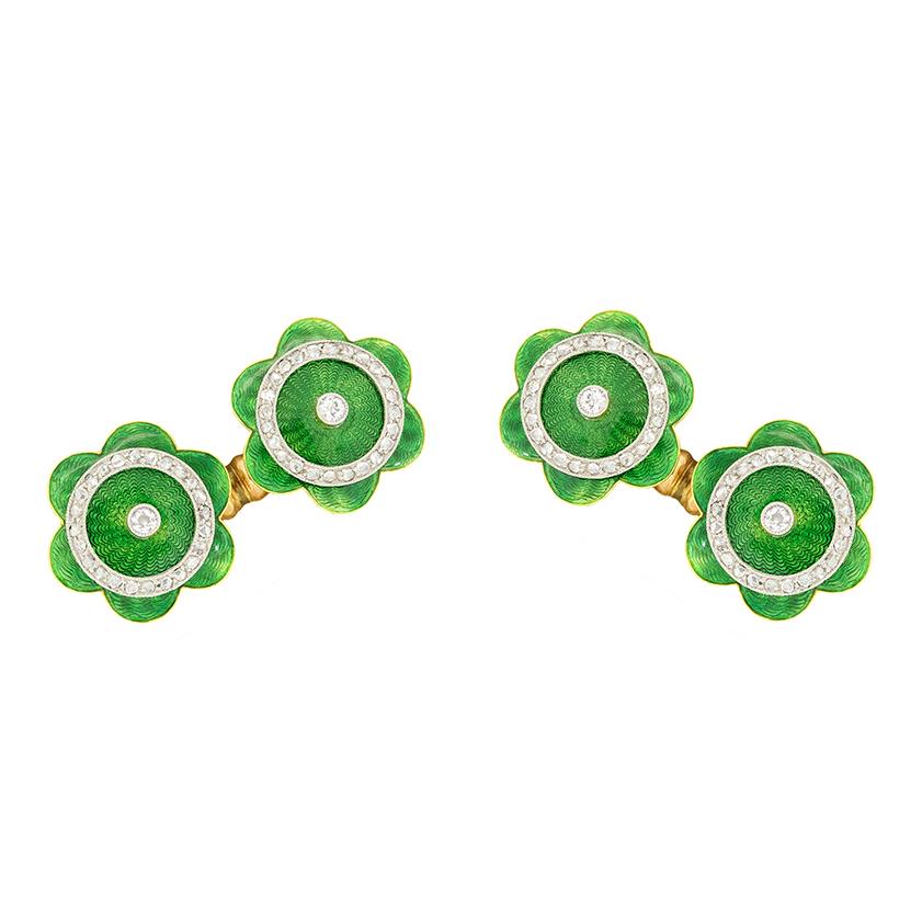 Edwardian Diamond And Enamel Cufflinks, C.1910s - image 3