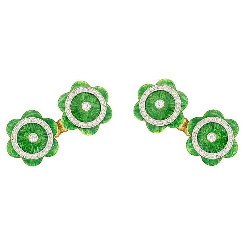 Edwardian Diamond And Enamel Cufflinks, C.1910s - image 1