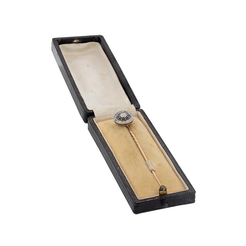 Edoardiano Spilla edoardiana con diamanti e smalto, 1910 ca. in vendita