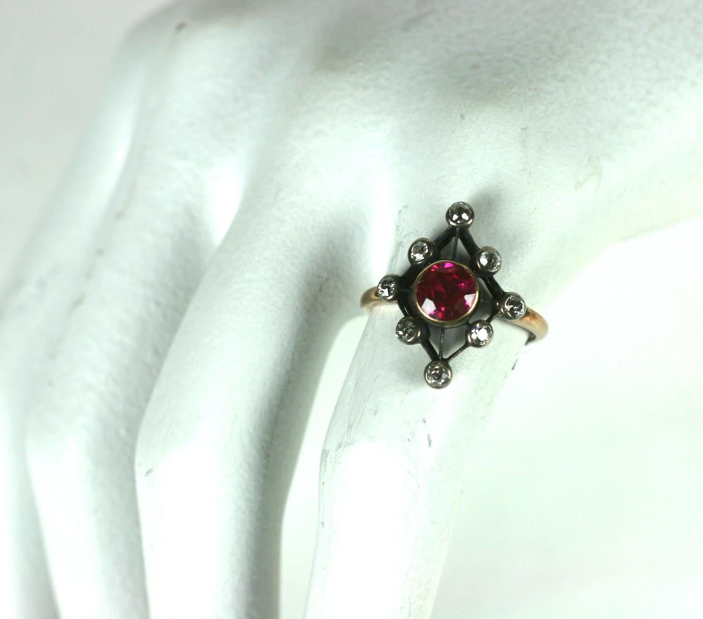 Edwardian Diamond and Faux Ruby Ring For Sale 5