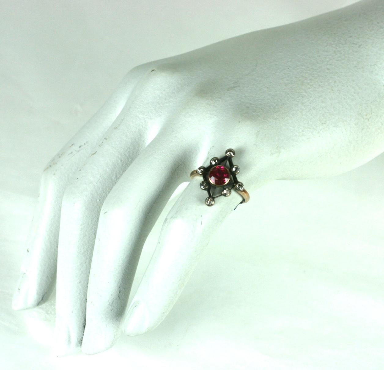 Edwardian Diamond and Faux Ruby Ring For Sale 6