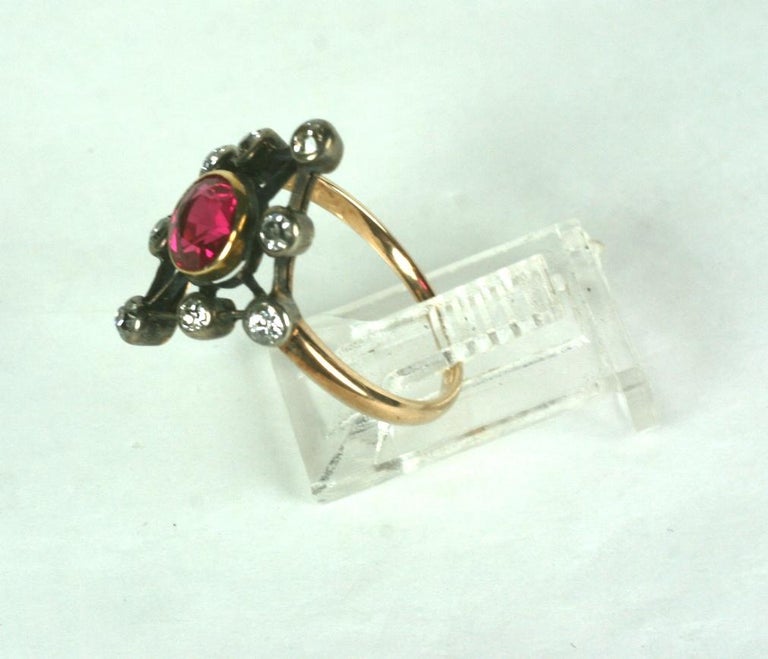 Edwardian Diamond and Faux Ruby Ring For Sale at 1stDibs