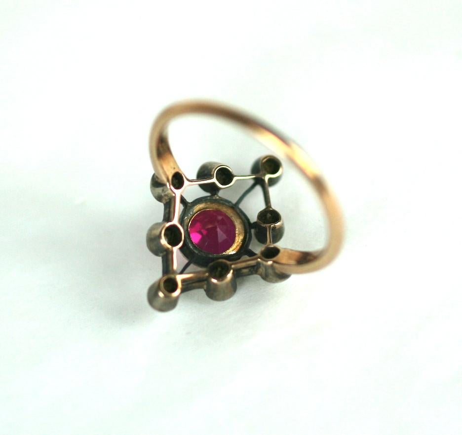 Edwardian Diamond and Faux Ruby Ring For Sale 4