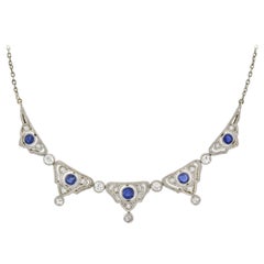 Edwardian Diamond and Natural Sapphire Necklace