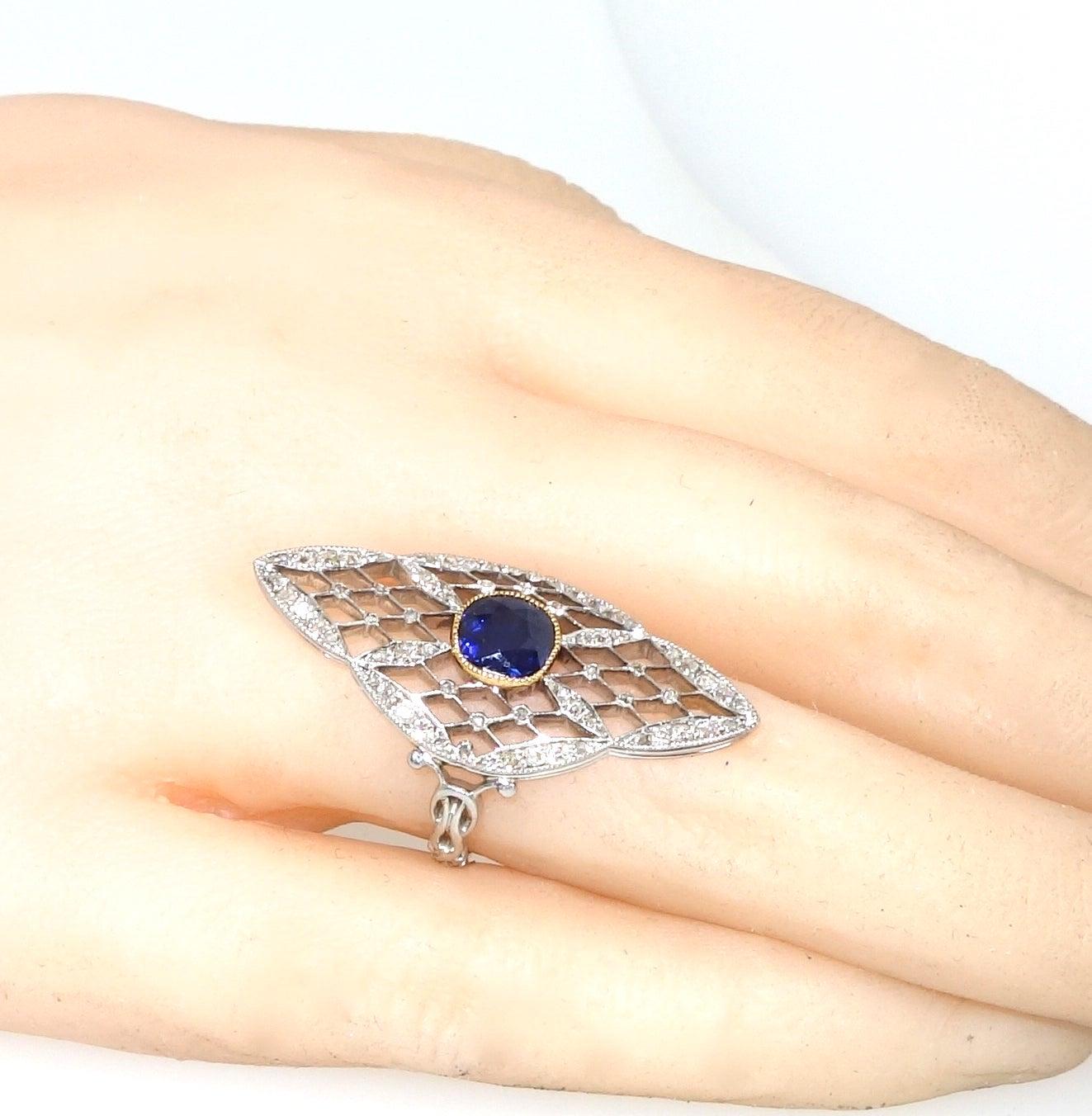 Edwardian Diamond and Natural Unheated Fine Sapphire Ring 3