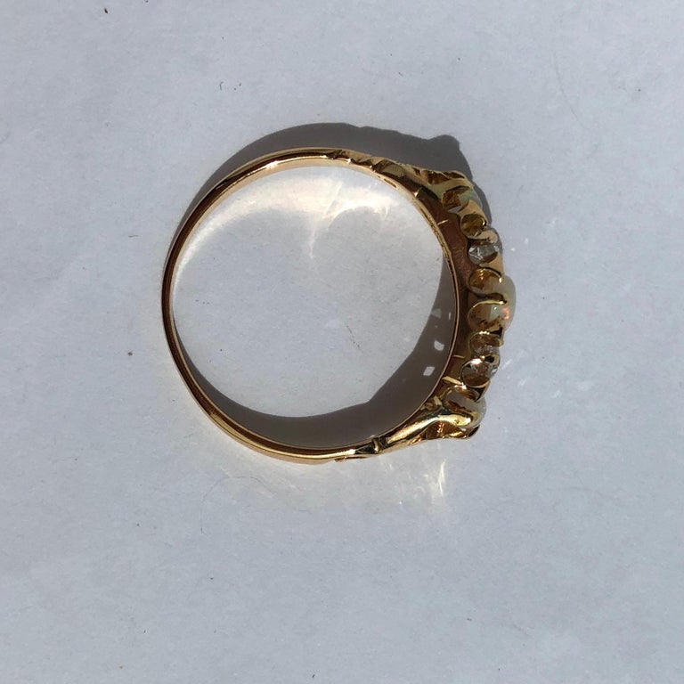 Edwardian Diamond and Opal 18 Carat Gold Five-Stone Ring at 1stDibs ...